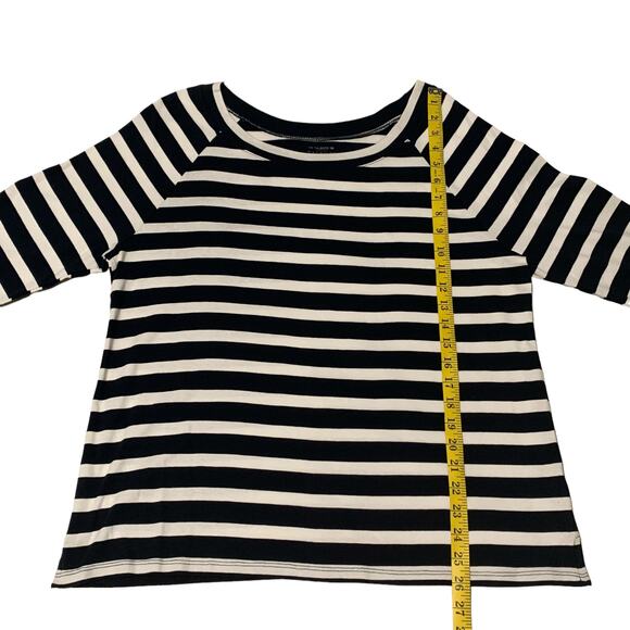 THE TALBOTS TEE size XL Striped Top Pullover Raglan 3/4 Sleeves 100% Cotton - Picture 4 of 6